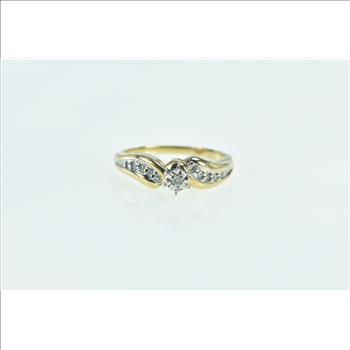 10K Vintage Diamond Classic Bypass Promise Yellow Gold Ring, Size 7