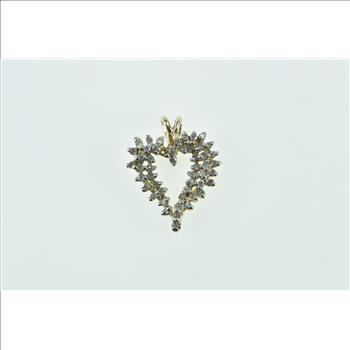 10K Vintage Diamond Classic Heart Love Symbol Yellow Gold Pendant