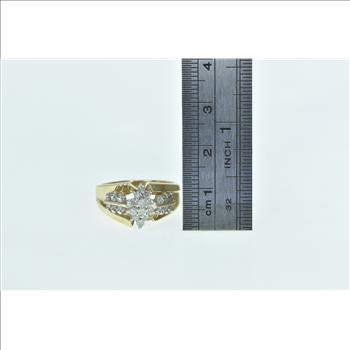 10K Vintage Diamond Cluster Classic Statement Yellow Gold Ring, Size 7