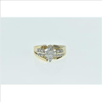 10K Vintage Diamond Cluster Classic Statement Yellow Gold Ring, Size 7