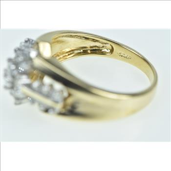 10K Vintage Diamond Cluster Classic Statement Yellow Gold Ring, Size 7