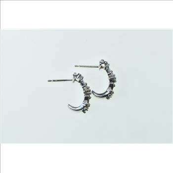 10K Vintage Diamond Cluster Curved Bar Fashion White Gold Earrings