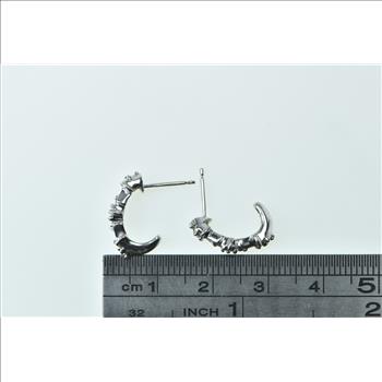 10K Vintage Diamond Cluster Curved Bar Fashion White Gold Earrings