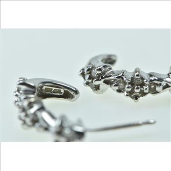 10K Vintage Diamond Cluster Curved Bar Fashion White Gold Earrings