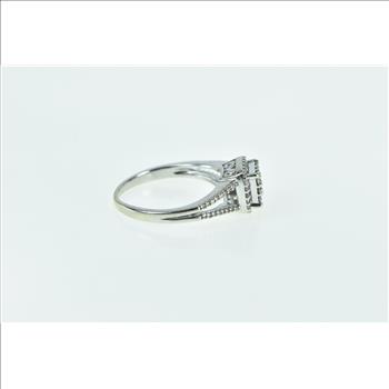 10K Vintage Diamond Cluster Halo Engagement White Gold Ring, Size 6.75