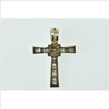 10K Vintage Diamond Cross Christian Faith Yellow Gold Pendant