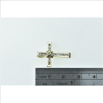 10K Vintage Diamond Cross Christian Faith Yellow Gold Pendant