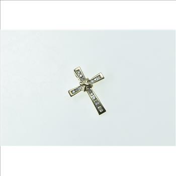 10K Vintage Diamond Cross Christian Faith Yellow Gold Pendant