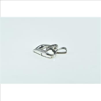 10K Vintage Diamond Curvy Heart Love Symbol White Gold Pendant