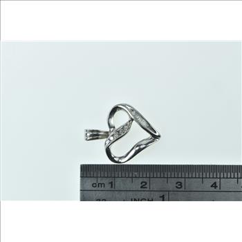 10K Vintage Diamond Curvy Heart Love Symbol White Gold Pendant