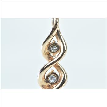 10K Vintage Diamond Encrusted Twist Fashion Drop Rose Gold Pendant