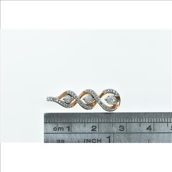 10K Vintage Diamond Encrusted Twist Fashion Drop Rose Gold Pendant
