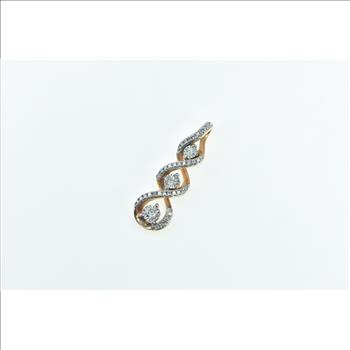 10K Vintage Diamond Encrusted Twist Fashion Drop Rose Gold Pendant