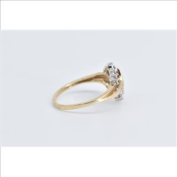 10K Vintage Diamond Freeform Bypass Statement Yellow Gold Ring, Size 7