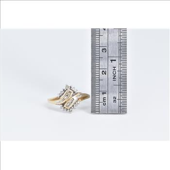 10K Vintage Diamond Freeform Bypass Statement Yellow Gold Ring, Size 7