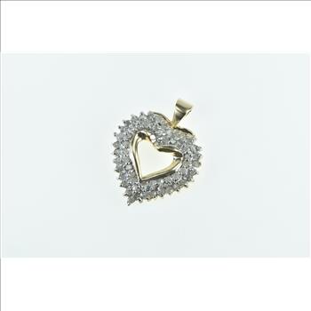 10K Vintage Diamond Heart Cluster Love Symbol Yellow Gold Pendant