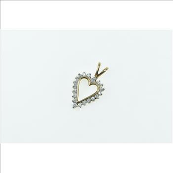 10K Vintage Diamond Heart Love Romantic Yellow Gold Pendant