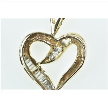 10K Vintage Diamond Heart Love Symbol Romantic Yellow Gold Pendant