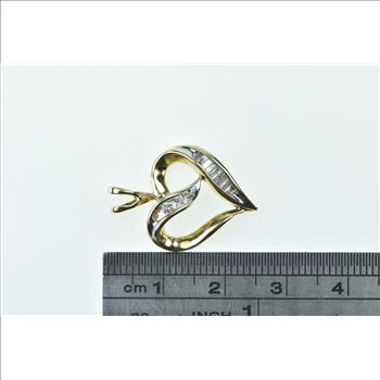 10K Vintage Diamond Heart Love Symbol Romantic Yellow Gold Pendant