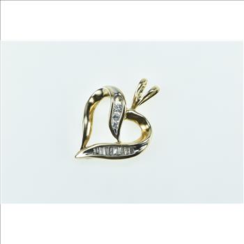 10K Vintage Diamond Heart Love Symbol Romantic Yellow Gold Pendant