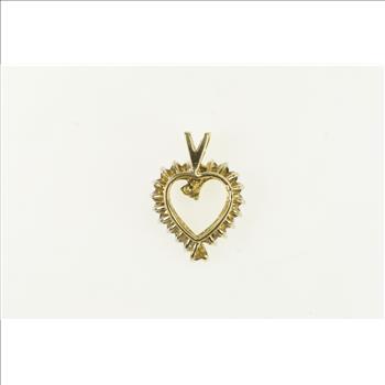 10K Vintage Diamond Heart Love Symbol Yellow Gold Pendant