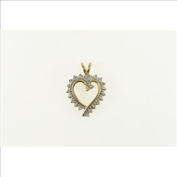 10K Vintage Diamond Heart Love Symbol Yellow Gold Pendant