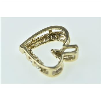 10K Vintage Diamond Heart Love Symbol Yellow Gold Pendant