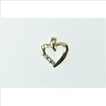 10K Vintage Diamond Heart Love Symbol Yellow Gold Pendant