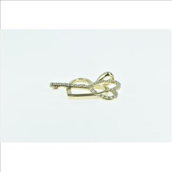 10K Vintage Diamond Heart Skeleton Key Love Yellow Gold Pendant
