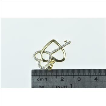 10K Vintage Diamond Heart Skeleton Key Love Yellow Gold Pendant