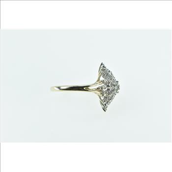 10K Vintage Diamond Star Snow Flake Cluster Fashion Yellow Gold Ring, Size 7