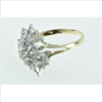 10K Vintage Diamond Star Snow Flake Cluster Fashion Yellow Gold Ring, Size 7