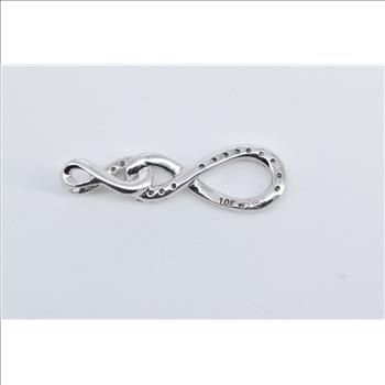 10K Vintage Diamond Twist Infinity Knot White Gold Pendant