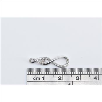10K Vintage Diamond Twist Infinity Knot White Gold Pendant