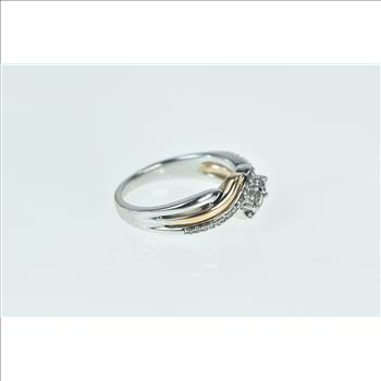 10K Vintage Diamond Two Stone Promise White Gold Ring, Size 6.75