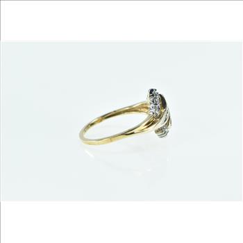 10K Vintage Diamond Wavy Freeform Bypass Fashion Yellow Gold Ring, Size 7
