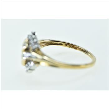10K Vintage Diamond Wavy Freeform Bypass Fashion Yellow Gold Ring, Size 7