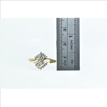 10K Vintage Diamond Wavy Freeform Bypass Fashion Yellow Gold Ring, Size 7