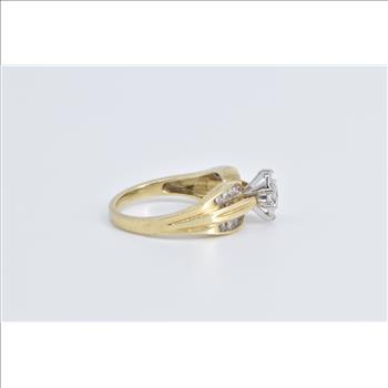 10K Vintage Marquise Diamond Engagement Yellow Gold Ring, Size 6.75