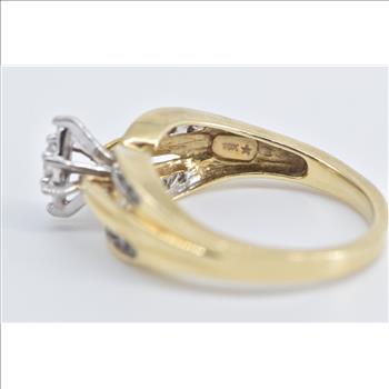 10K Vintage Marquise Diamond Engagement Yellow Gold Ring, Size 6.75
