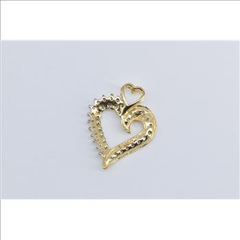 10K Vintage Natural Diamond Heart Love Symbol Yellow Gold Pendant