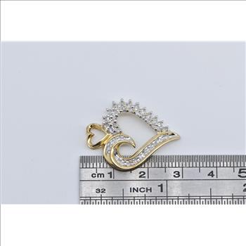 10K Vintage Natural Diamond Heart Love Symbol Yellow Gold Pendant