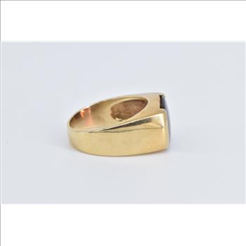 10K Vintage Oval Garnet Inset Statement Yellow Gold Ring, Size 8.75