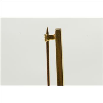 10K Vintage Square Pinstripe Simple Bar Yellow Gold Pin/Brooch