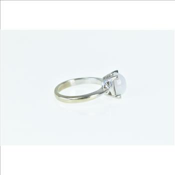 10K Vintage Syn. White Star Sapphire Cabochon White Gold Ring, Size 3.75