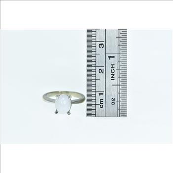 10K Vintage Syn. White Star Sapphire Cabochon White Gold Ring, Size 3.75