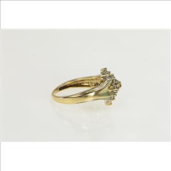 10K Waterfall Cluster Diamond Yellow Gold Ring, Size 6.75