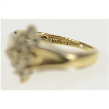 10K Waterfall Cluster Diamond Yellow Gold Ring, Size 6.75