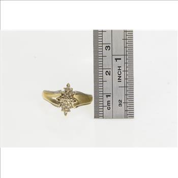 10K Waterfall Cluster Diamond Yellow Gold Ring, Size 6.75