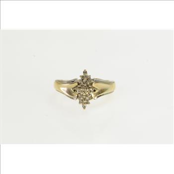 10K Waterfall Cluster Diamond Yellow Gold Ring, Size 6.75